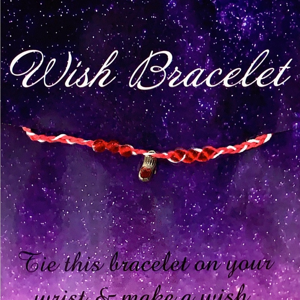 Wish Bracelet with Red and White Braided Cord